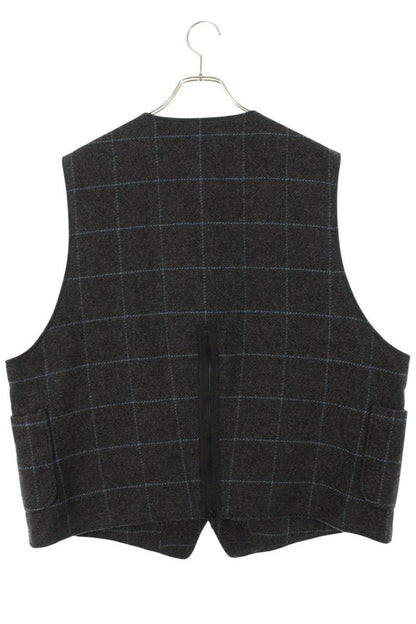 Engineered Garments Back Zip Check Wool Vest Gray Size XL