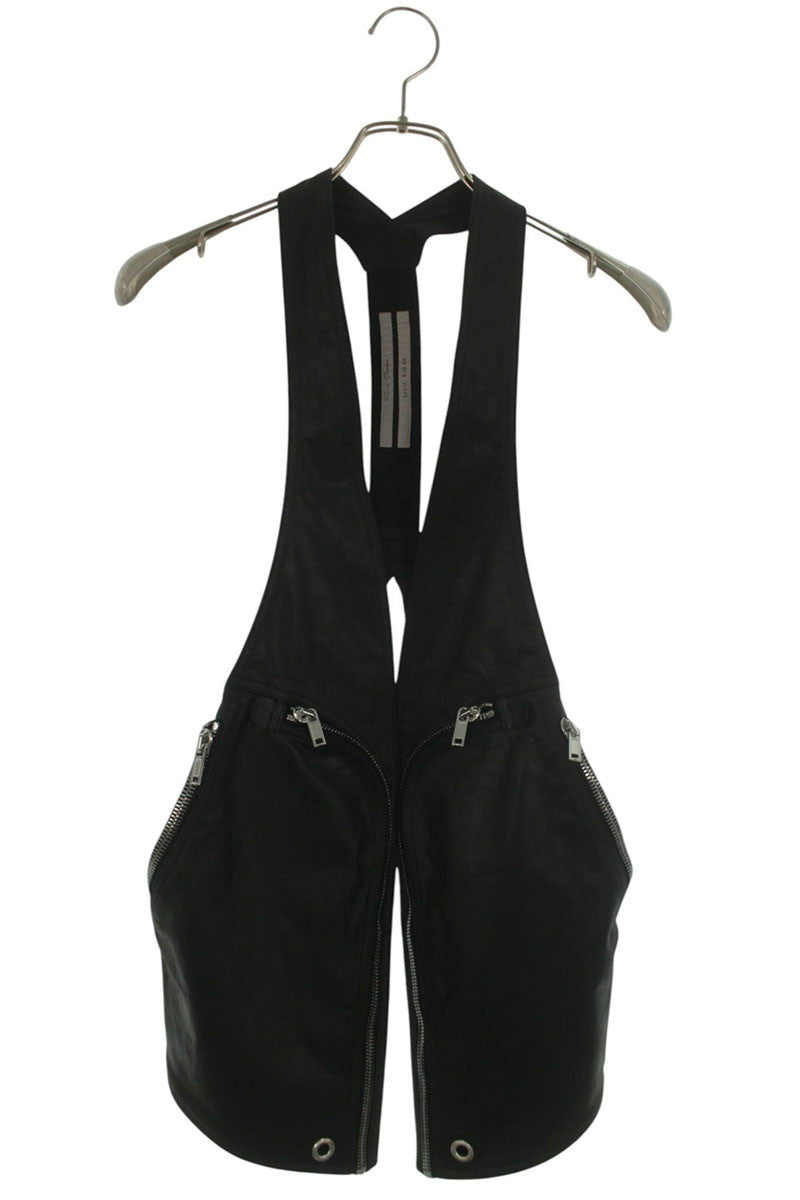 Rick Owens SS24 Bauhaus Calf Leather Vest Black Size XL