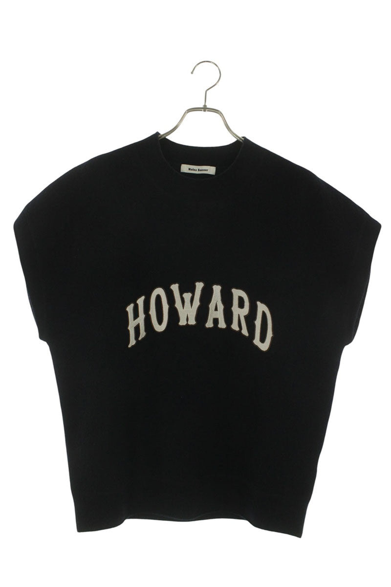 WALES BONNER 24AW HOWARD Logo Wool Knit Vest Black Size M