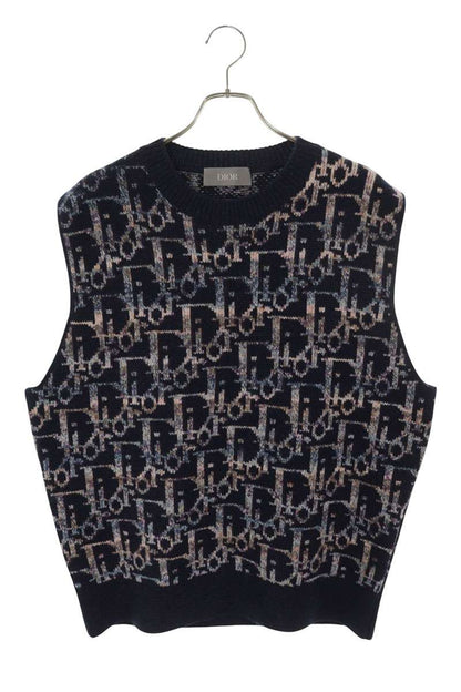 DIOR Oblique All-Over Pattern Wool Vest Navy Size L