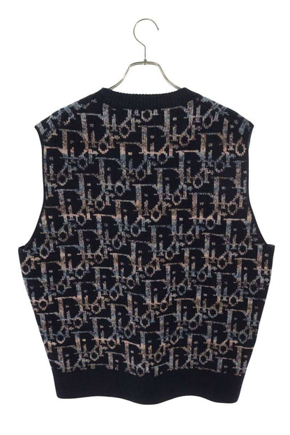 DIOR Oblique All-Over Pattern Wool Vest Navy Size L