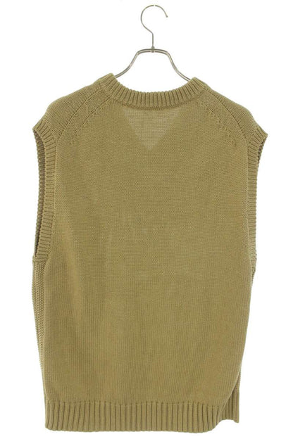HEUGN Cotton V-Neck Knit Vest Beige Size L