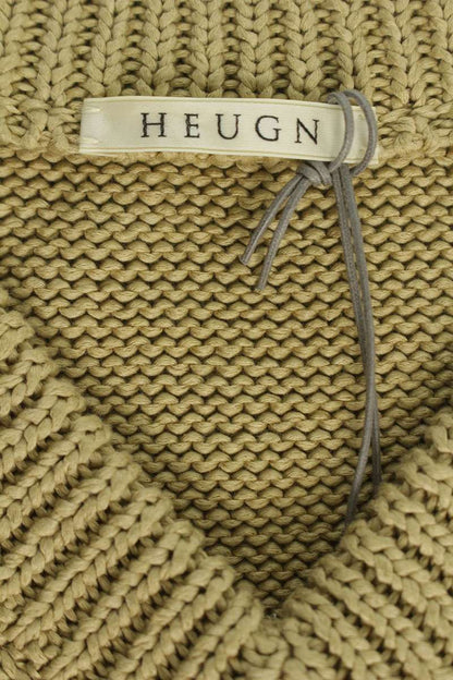 HEUGN Cotton V-Neck Knit Vest Beige Size L