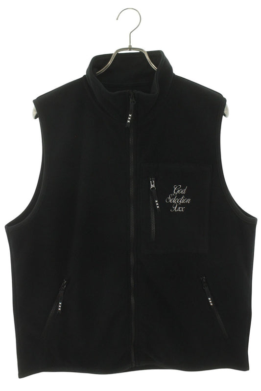 GOD SELECTION XXX Logo Embroidered Fleece Vest Black Size S