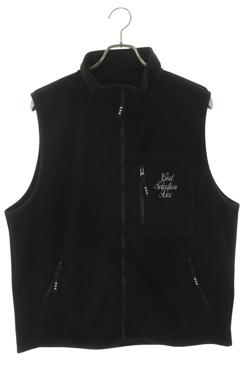 GOD SELECTION XXX Logo Embroidery Fleece Vest Black Size XL