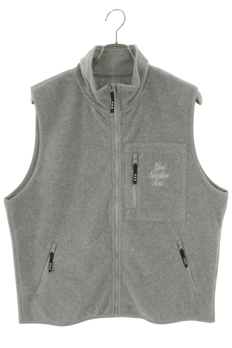 GOD SELECTION XXX Logo Embroidered Fleece Vest Gray Size M