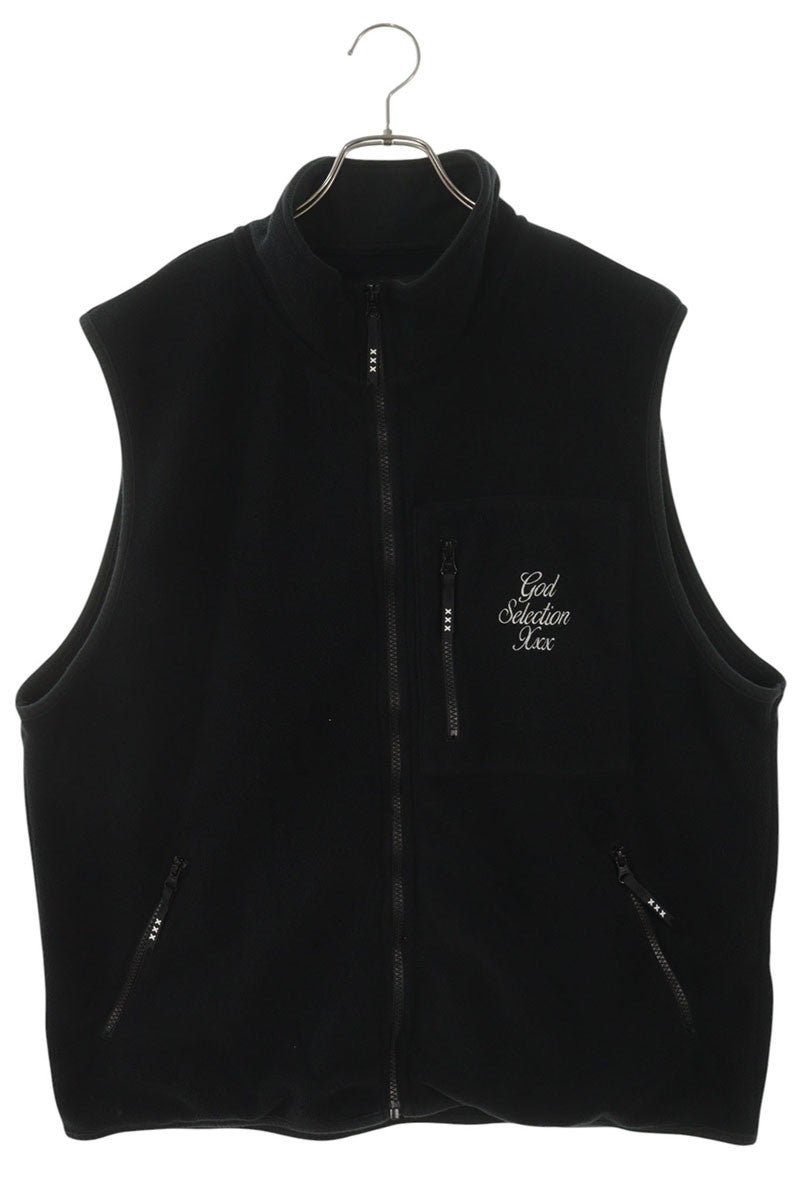 GOD SELECTION XXX Logo Embroidered Fleece Vest Black Size L