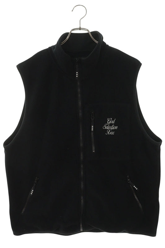 GOD SELECTION XXX Logo Embroidered Fleece Vest Black Size L