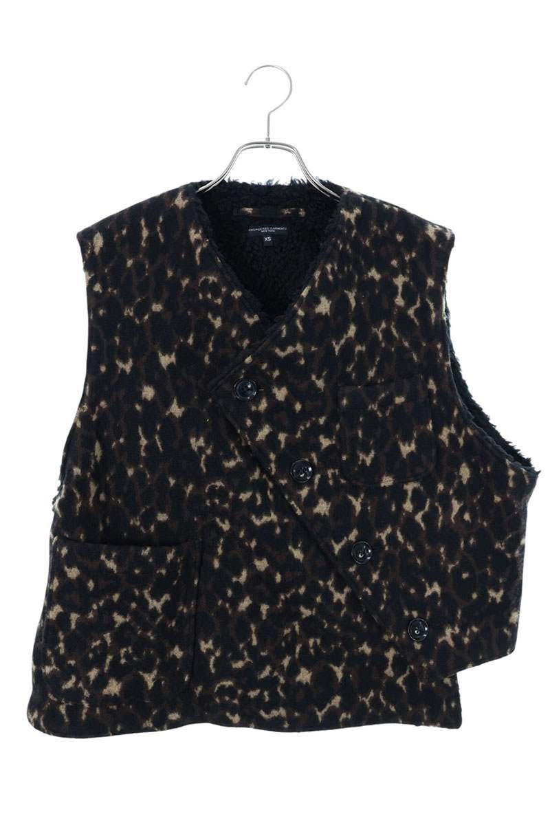 Engineered Garments Leopard Diagonal Button Vest Size XS