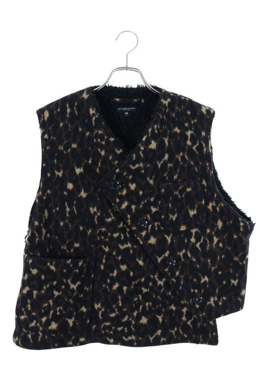 Engineered Garments Leopard Diagonal Button Vest Size XS