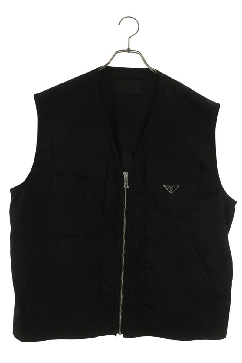 PRADA Re-Nylon Logo Plate Vest Black Size XXL