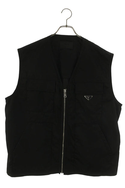 PRADA Re-Nylon Logo Plate Vest Black Size XXL