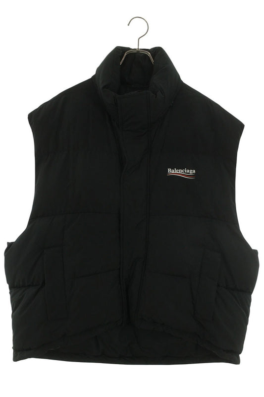 BALENCIAGA Campaign Logo Padded Hooded Vest Black Size M