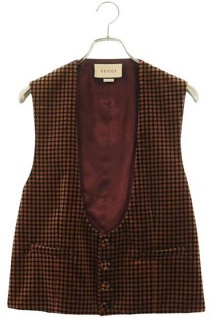 GUCCI All-over Dot Cotton Vest Brown Size L