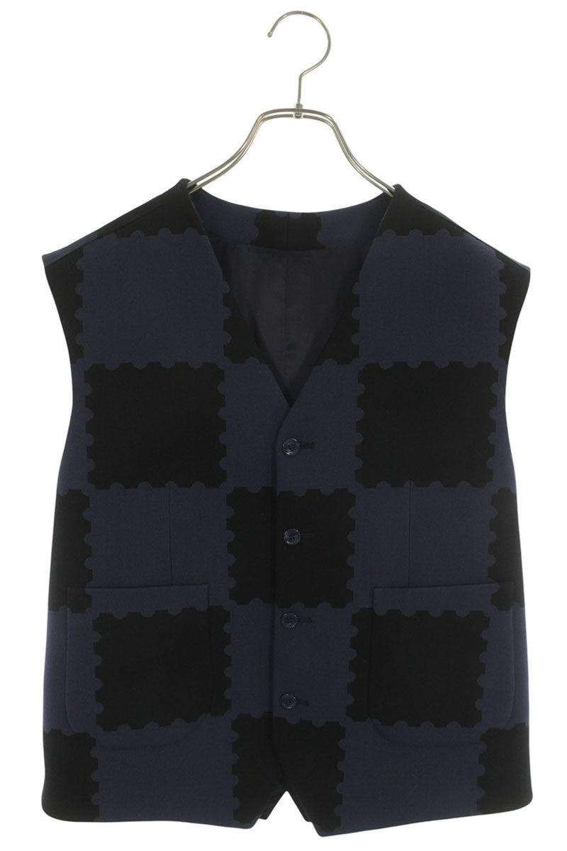 LOUISVUITTON 22SS Damier Wool Blend Vest Size 48