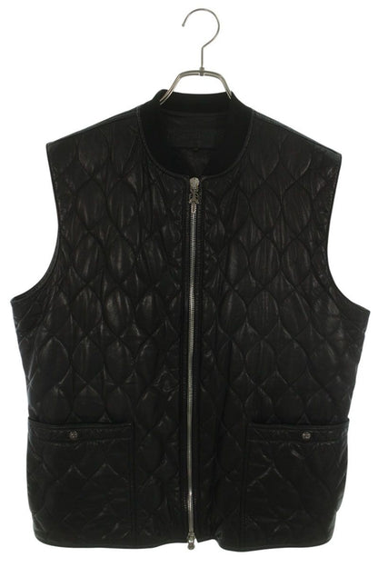 Chrome Hearts Quilted Stitch Cross Ball Leather Vest Size L