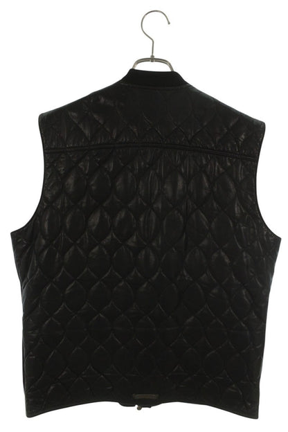 Chrome Hearts Quilted Stitch Cross Ball Leather Vest Size L