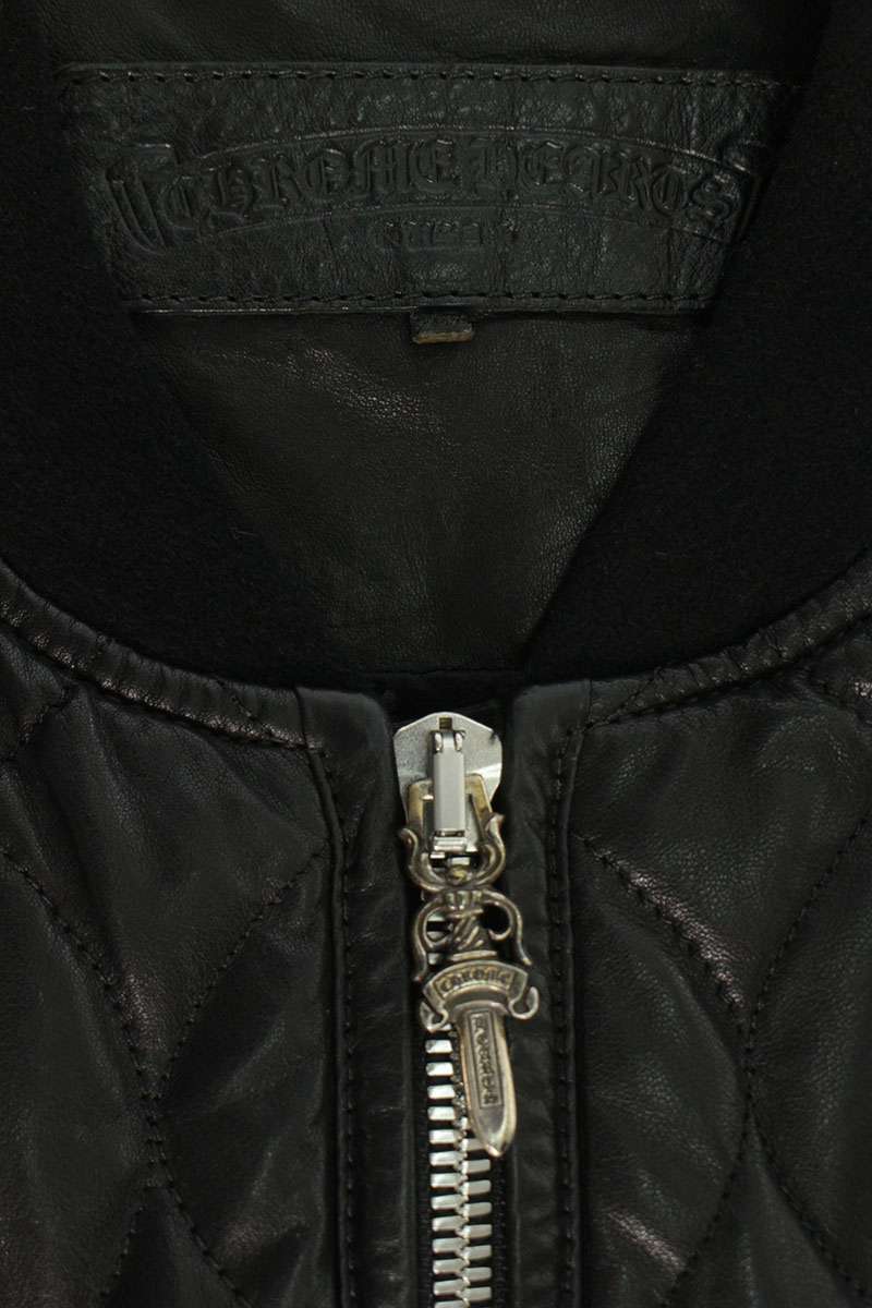Chrome Hearts Quilted Stitch Cross Ball Leather Vest Size L