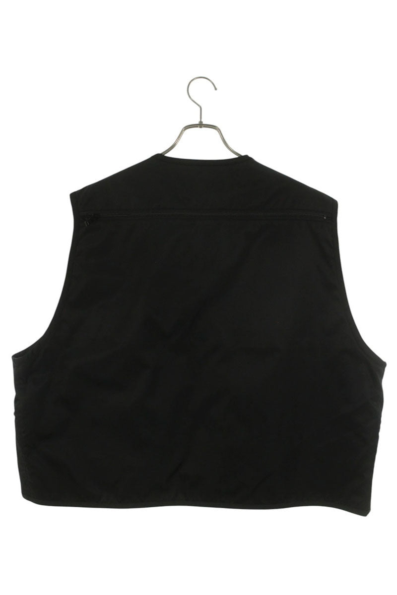 PRADA RE-NYLON Logo Plate Utility Vest Black Size XXL