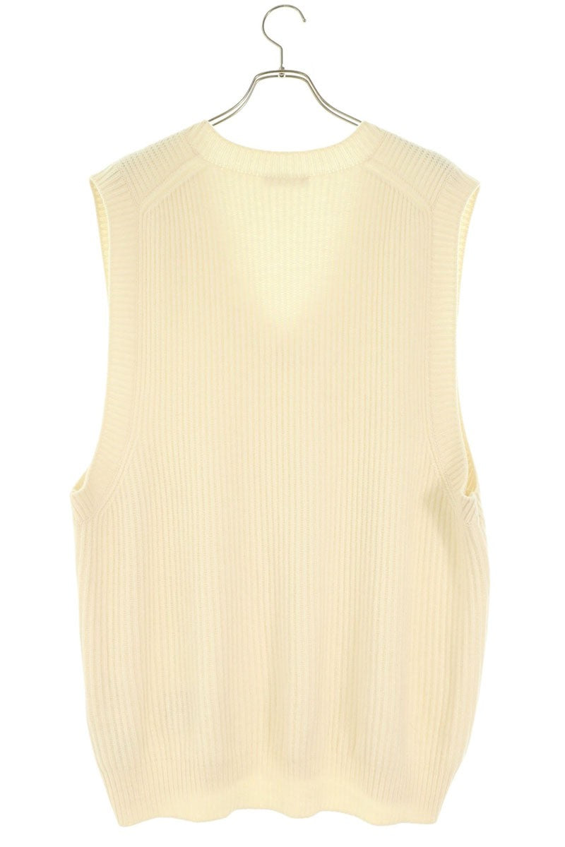 PRADA Cashmere Wool Oversized V-Neck Vest White Size 50