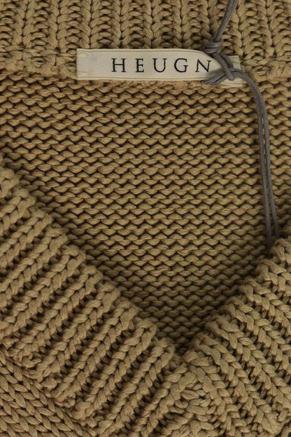 HEUGN V-Neck Cotton Knit Vest Beige Size M