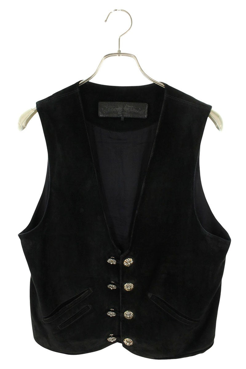 Chrome Hearts 8 Cross Ball Suede Leather Vest Black Size S