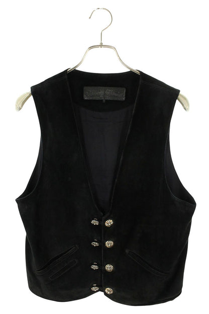 Chrome Hearts 8 Cross Ball Suede Leather Vest Black Size S