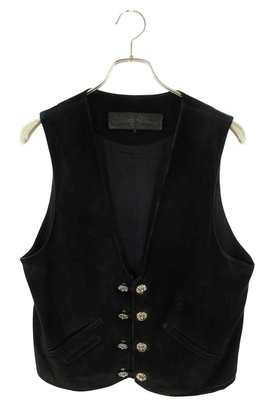 Chrome Hearts 8 Cross Ball Suede Leather Vest Black Size S