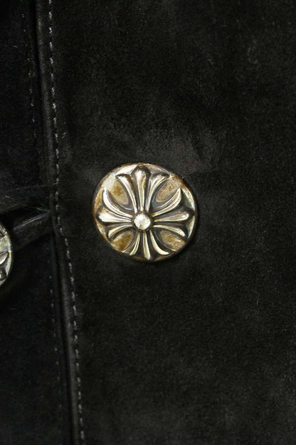 Chrome Hearts 8 Cross Ball Suede Leather Vest Black Size S