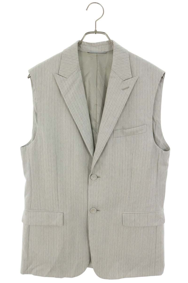 DIOR Wool Striped Vest Gray Size M