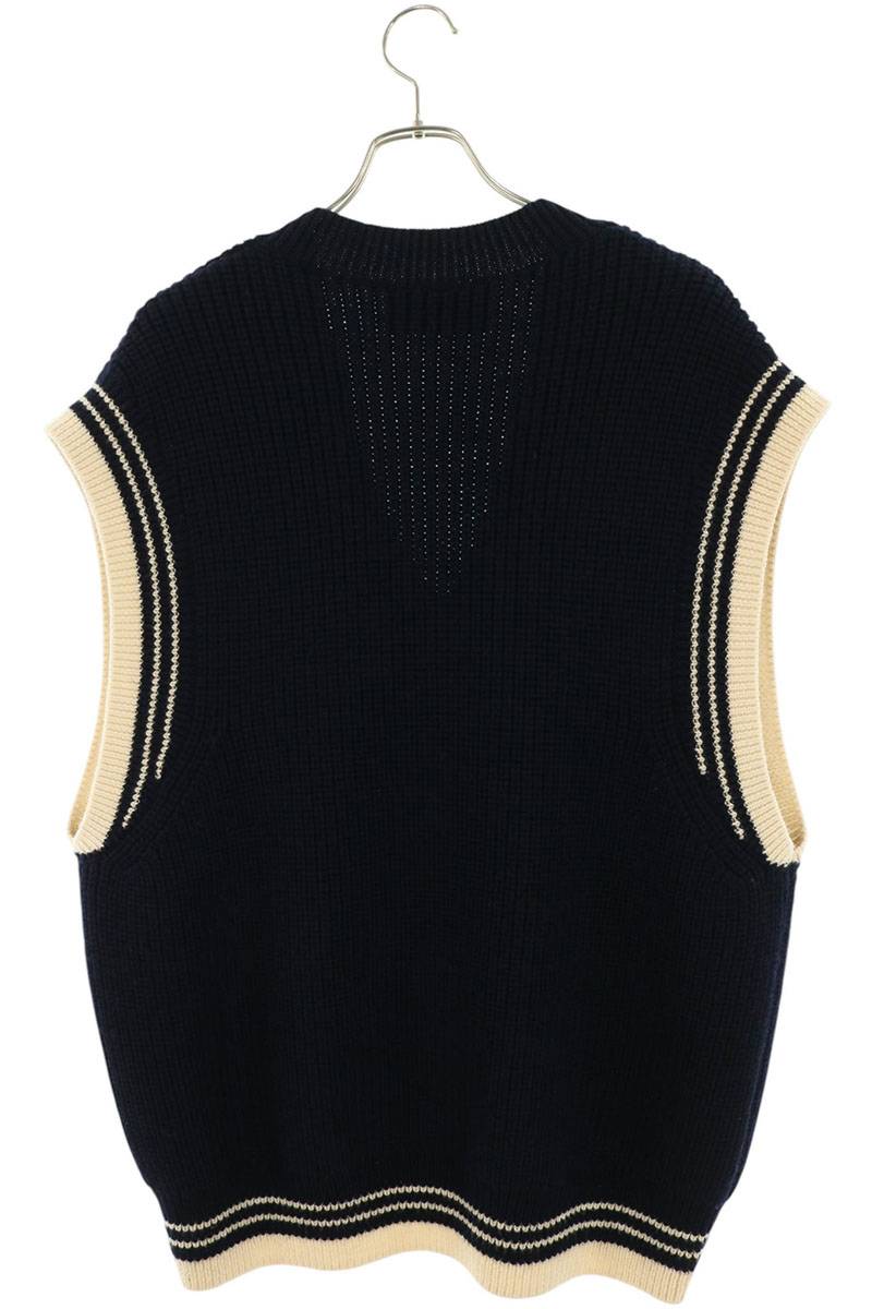 AMI Oversized Heart Logo Knit Vest Navy Size L