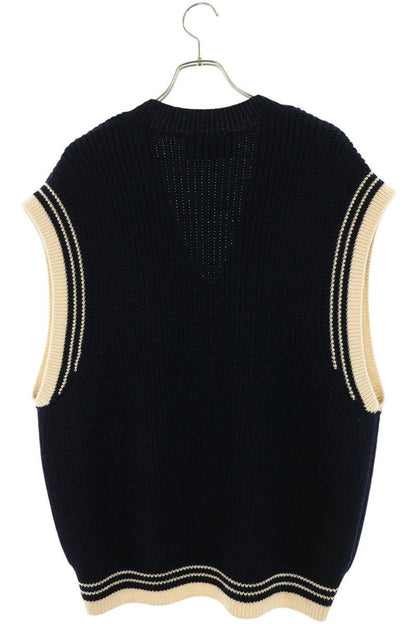 AMI Oversized Heart Logo Knit Vest Navy Size L