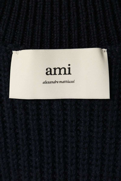 AMI Oversized Heart Logo Knit Vest Navy Size L