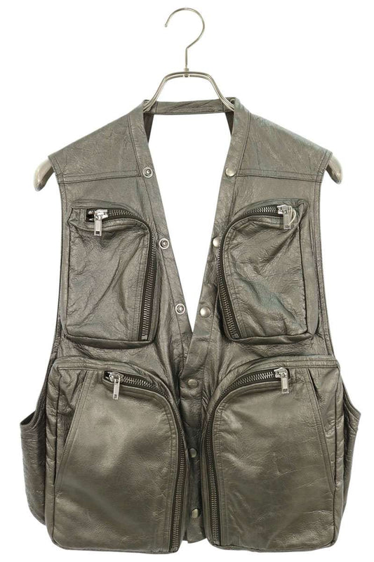 Rick Owens 25SS LBAM Leather Cargo Vest Silver Size 46