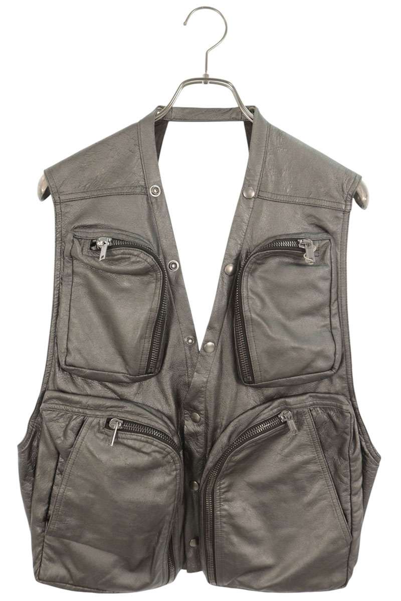 Rick Owens 25SS LBAM Lamb Leather Cargo Vest Silver Size 50