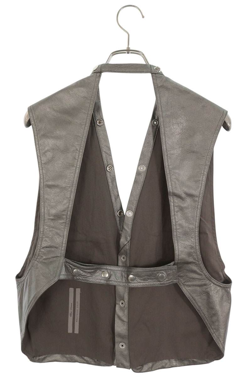 Rick Owens 25SS LBAM Lamb Leather Cargo Vest Silver Size 50