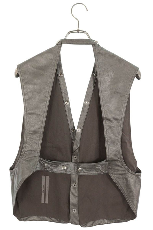 Rick Owens 25SS LBAM Lamb Leather Cargo Vest Silver Size 50