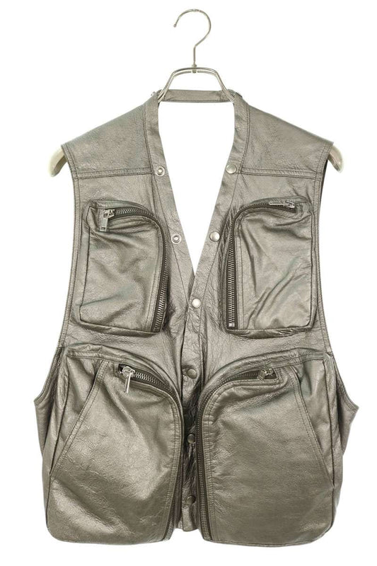 Rick Owens 25SS LBAM Leather Cargo Vest Silver Size 48