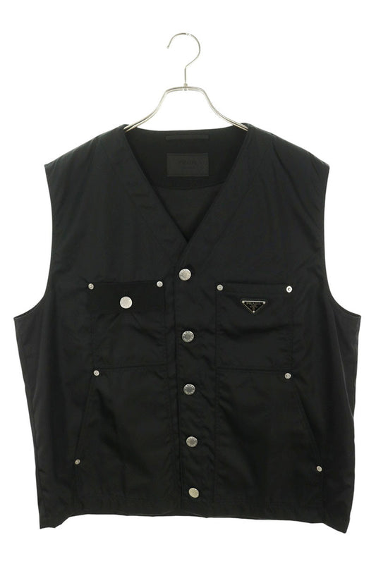 PRADA Triangle Logo Nylon Canvas Vest Black Size XL