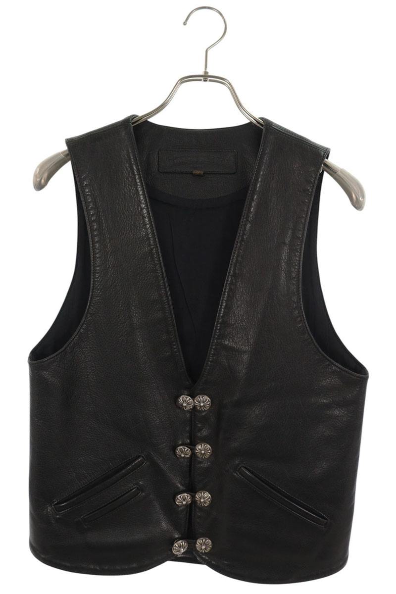 Chrome Hearts Leather Cross Patch Vest Black Size XS