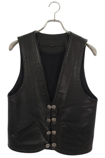 Chrome Hearts Leather Cross Patch Vest Black Size XS