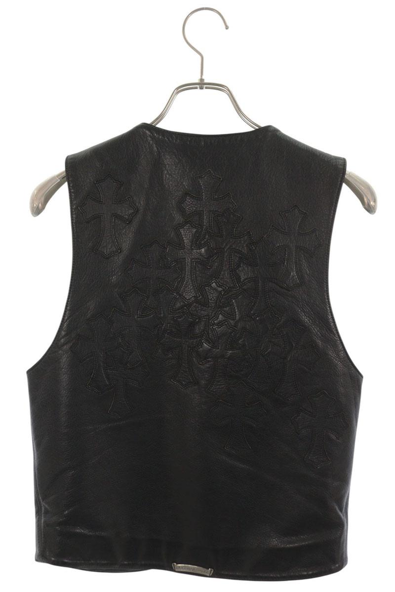 Chrome Hearts Leather Cross Patch Vest Black Size XS