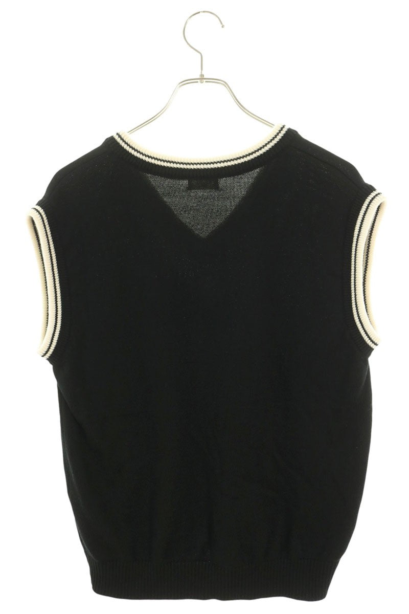 CELINE Triomphe V-Neck Wool Vest Black Size S