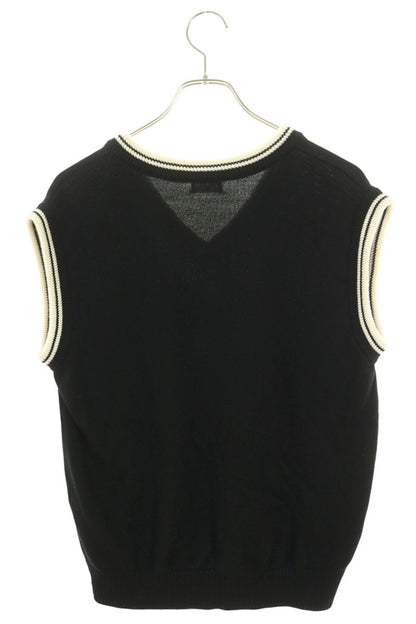 CELINE Triomphe V-Neck Wool Vest Black Size S