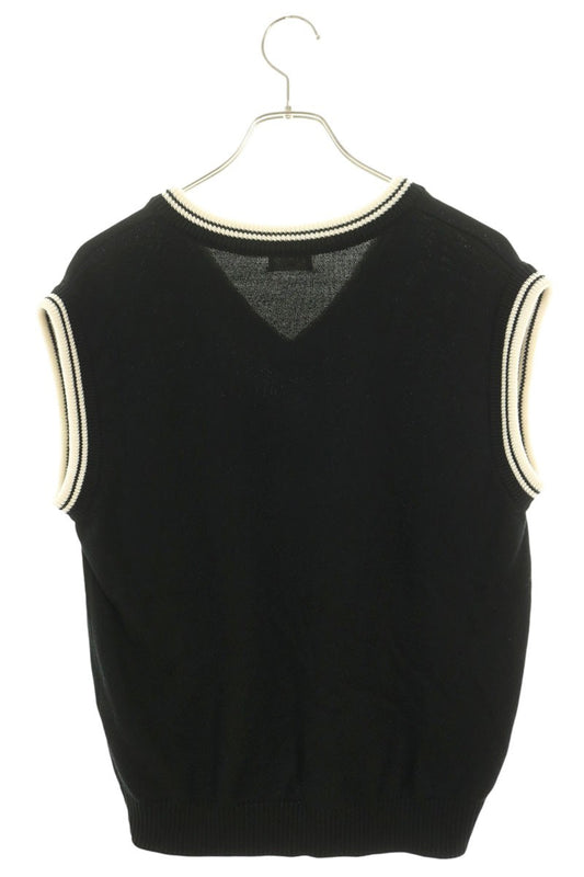 CELINE Triomphe V-Neck Wool Vest Black Size S