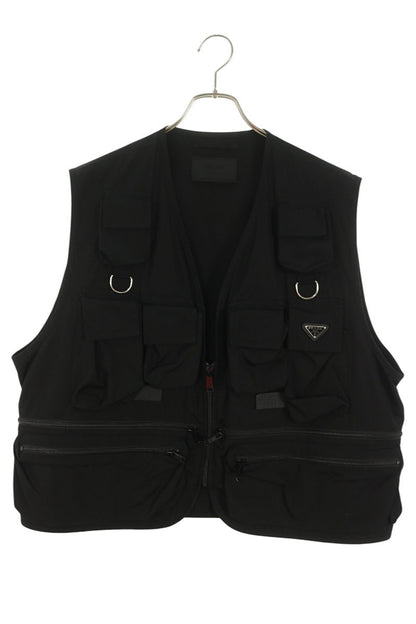 PRADA Re-Nylon Triangle Plate Utility Vest Black Size L
