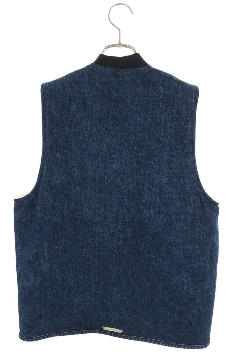 Chrome Hearts Indigo Boa Lined Denim Zip Vest Size M