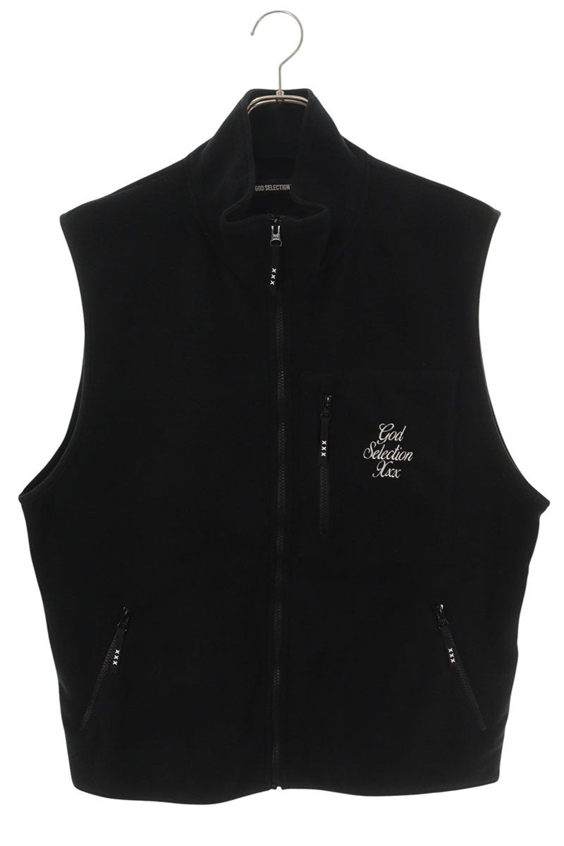 GOD SELECTION XXX Logo Embroidered Fleece Vest Black Size L