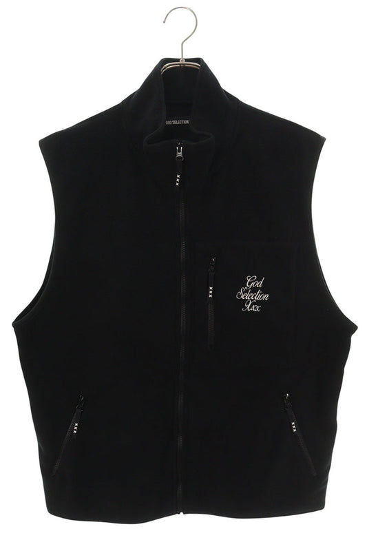 GOD SELECTION XXX Logo Embroidered Fleece Vest Black Size L