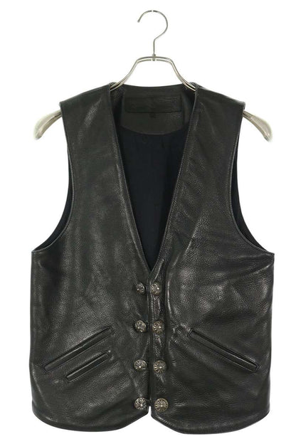 Chrome Hearts Leather Gunslinger Strap Vest Black Size S